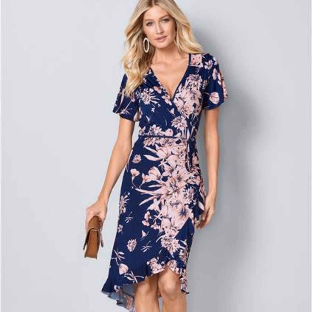 Venus Floral Print Wrap Dress (Sz XS - fits XS-S)